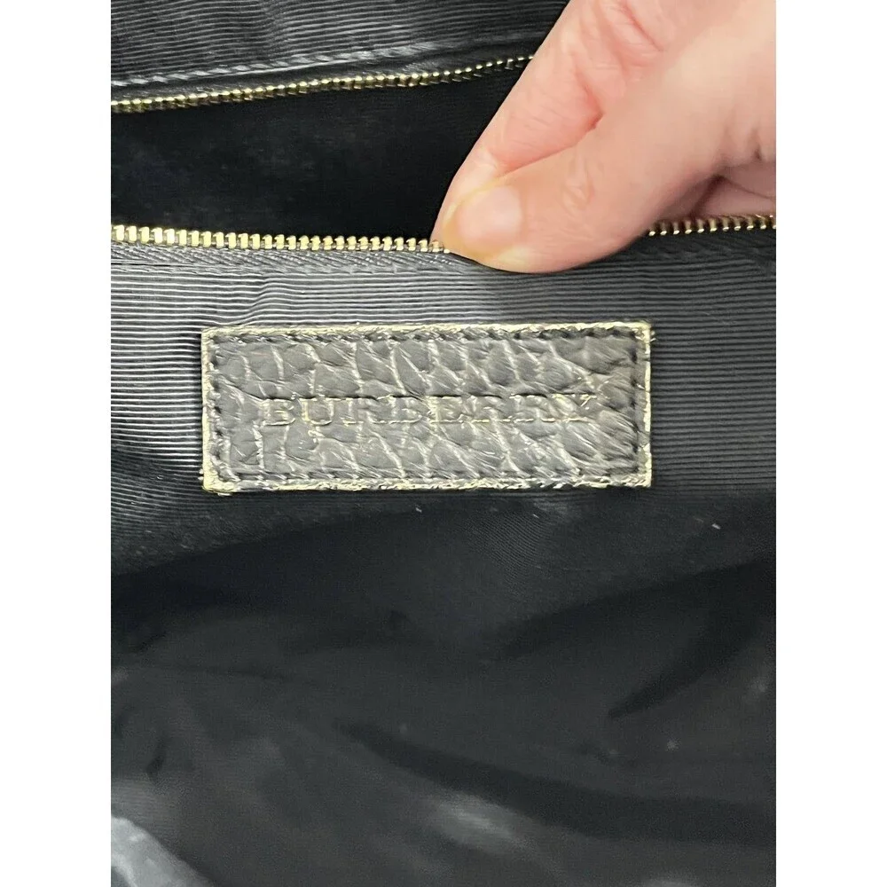 Burberry Leather Purse Calf Grain Satchel Bag Gold Metallic Animal Ombre Tote